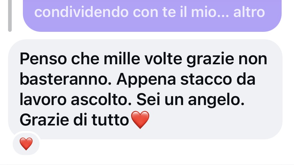 Screenshot messaggio ricevuto